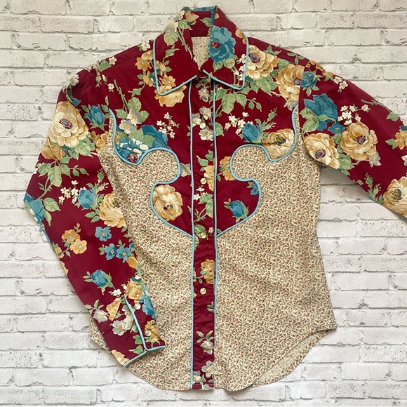 Vintage 70s Floral Western Pearl Snap Shirt - Picture 3 of 12